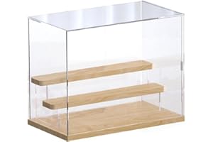 FRIKINK Vitrina Expositora Acrílica para Figuras y Colecciones - Metacrilato Duradero, Caja Exhibición y Protección de Objetos con Luz (32 x 18 x 25,2 cm)