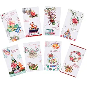 8pcs Lovely Christmas Cards Cartoon Design Greeting Cards for Holiday Festival Nice Craft