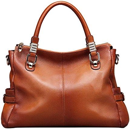 WoLu Women's Urban Style Genuine Leather Tote Shoulder Bag (Brown)