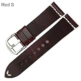 Comradesn Ersatzarmbänder Vintage Lederband Uhrenarmband Fettleder Uhren Zubehör Armband 20 Mm 22 Mm 24 Mm Rot Armband für Longines