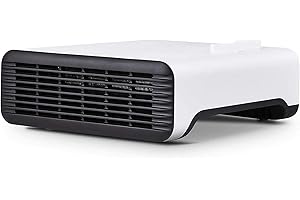 MYLEK 1800W Electric Flat Fan Heater - Portable, Adjustable Thermostat, 2 Heat Settings, 4 Power Settings - Produces Warm and Cool Air for Homes and Work Spaces