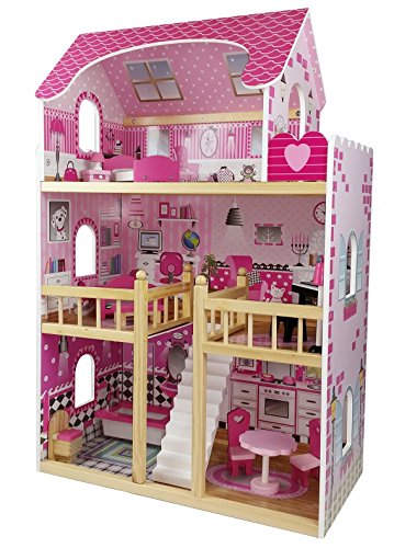 Butternut 3 Storey Wooden Dolls House & Accessories