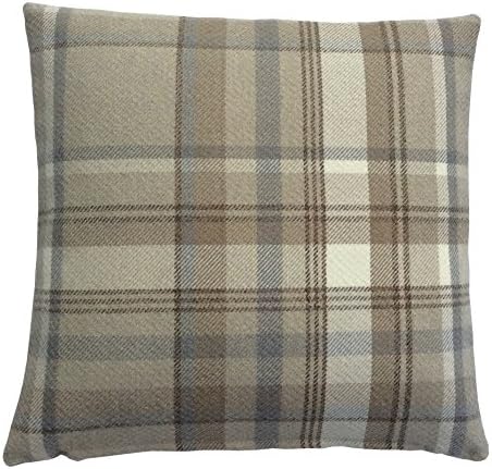 Skye Taupe Tartan Cushion cover Faux Wool made in Britain (16"x16")
