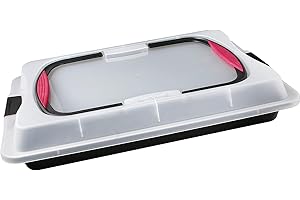 ‎ZENKER Zenker Blechkuchen-Container to go, Backblech mit Transport-Abdeckung für unterwegs, Backform antihaft mit Deckel und Softgriffen (Kuchenform: ca.425x295x75 mm), Menge: 1 Stück