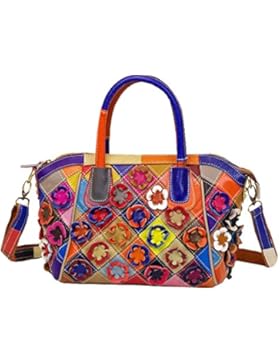 Oruil Kuh Leder Frauen Handtasche Mehrfarbig Design Handtasche Einkaufstasche Mit Reißverschluss Für Dame Für...