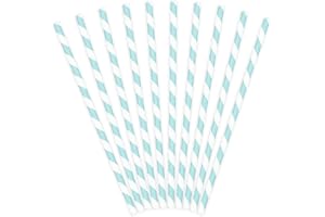 PARTYDECO Lot de 10 pailles en papier, 19 cm, jetables, pour cocktail, boissons, décoration de fête