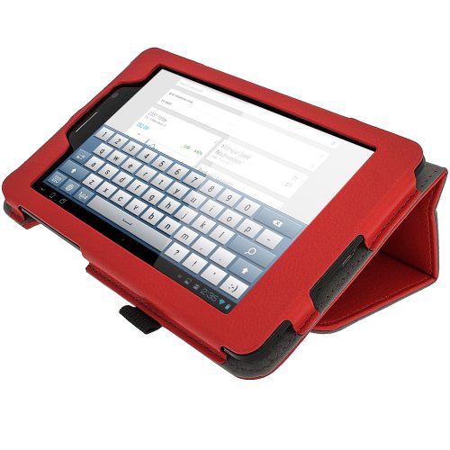 igadgitz Rot PU Ledertasche Hülle Folie Cover für Asus FonePad ME371MG 7″ Tablet mit Multi Winkelbetrachtung Stand + Stylus Schift Halter + Displayschutzfolie - 6