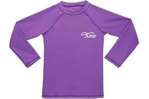 TIZAX Girls Long Sleeve Rash Vest Kids Sun Protection Swimming Shirts Children Rash Guard Quick Drying
