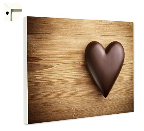 Magnettafel Pinnwand mit Motiv Küche Essen & Trinken Herz aus Schokolade auf Holz Größe 60 x 40 cm