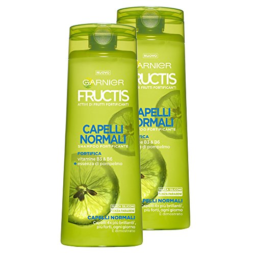 Garnier Fructis Shampoo Capelli Normali con Vitamina B3 e B6, senza Siliconi e senza Parabeni, senza Parabeni - Confezione da 2 Unità