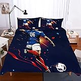 Parures de lit Football 1 Personne 3D Coupe du Monde Coup de Pied étoile Sportif Impression numérique Couleur Literie 2 Pièces (1 Housse de Couette et 1 Taie d'oreiller) (Style 4, 140 x 200 cm)
