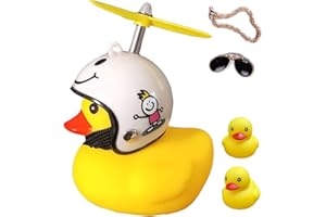 ACEDOAMARE Duck Bike Bell, Cute Rubber Yellow Duck Bicycle Accessories with LED Light Propeller Helmet Squeeze Horns for Cycling Motorcycle Car Handlebar Bicycle