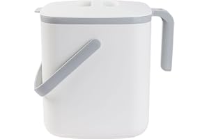 BLUE GINKGO Bac à Compost de Cuisine - Bac de Déchets Alimentaires Facile à Nettoyer avec Poignées | Bac à Compost de Cuisine pour Plan de Travail | Fabriqué en Corée (5 L) - Blanc
