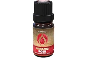 ECODROP ESSENTIAL OILS Ecodrop Rose Essential Oil I 10ml I Certified Organic and 100% Pure Essential Oils I Natural & Organic with Therapeutic Grade for Aromatherapy I Use for Massage, Diffusers & Bath I e-Book Included