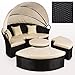 Produktbild Polyrattan Sonneninsel Liege Lounge Gartenmöbel Ø 184 cm mit Verstellbarem Sonnendach inkl. Kissen und Auflage