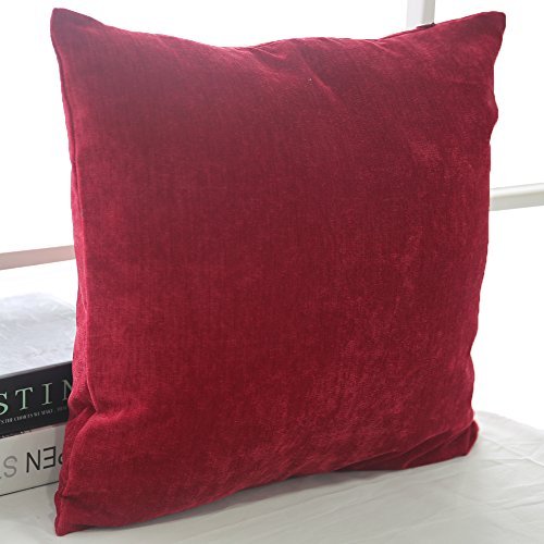 Deconovo 2er Set Kord Optik Kissenbezüge uni kissenhülle für Kinderzimmer 45×45 cm Bordeaux - 3