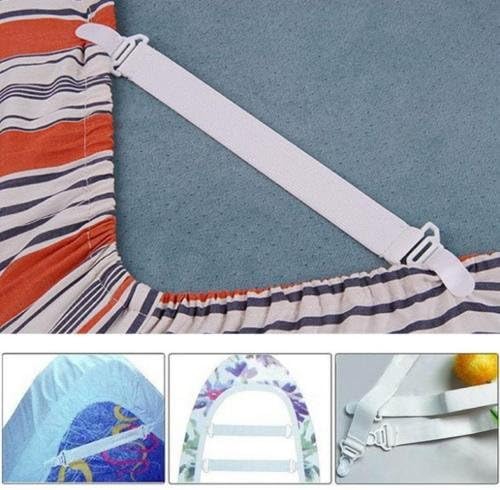 8 x Universal Size White Bed Sheet Grippers Straps Fasteners Clips Hold Elastic