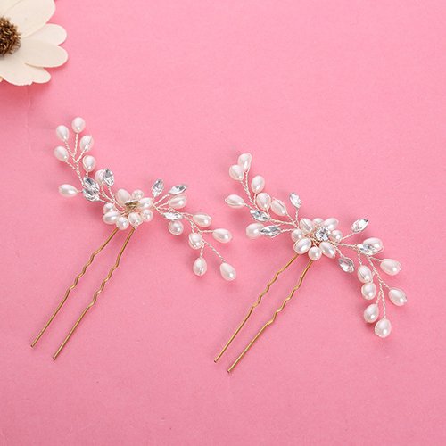 Miya 1 paar MEGA Glamour Braut Kamm Haarnadel Steckkamm mit wunderschöner Blumen Blüte, verschönert mit Perle und Kristallen, Braut Schmuck Hochzeit Jugendweihe Haarschmuck, Form YY15 - 3