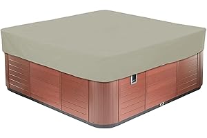 LDIW Outdoor Square Hot Tub Cover 210D Oxford Fabric Garden SPA Bath Pool Cover Waterproof Dustproof Anti-UV Multiple Sizes to Choice,Beige,207x207x30cm