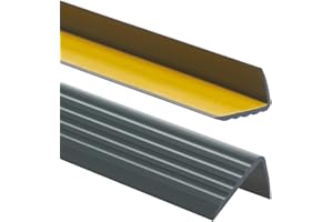 PROFIPVC Profilo per bordi scale - Profilo angolare in PVC autoadesivo 41mm x 25mm, Paraspigolo - Strisce antiscivolo per gradini, 200cm, Antracite