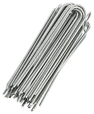 GardenMate Lot de 400 Piquets de Fixation en Acier galvanisé Inoxydable H200mm, L25mm, Ø3,8 mm - Tête Ronde - pour sols très durs