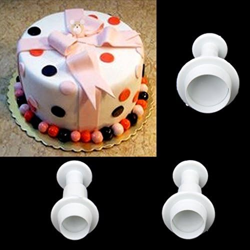 MaltonYO17 3Pcs Kitchen Backing Round Fondant Cake Plunger Cutters Mold Set Tools Accessories