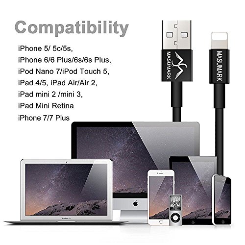 Ladekabel, masumark 3 Ft 6 ft Lightning iPhone Kabel zertifiziert zu USB Ladekabel Ladegerät für iPhone 7/7 Plus/6S/6 PLUS/6S Plus/5S/5 C/SE/iPad Air/mini/iPod nano 7/iOS 8,9,10 – viele Art - 8