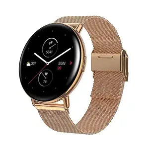 Amazfit Zepp E Stylish Smart Watch CircleVersion , Health and Fitness Tacker with Heart Rate, SpO2 and REM Sleep Monitoring, Stainless Steel Body with Metal Straps (Champagne Gold Special Edition)