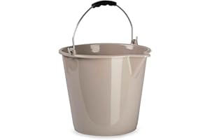 CABLEPELADO Cubo de Limpieza Plástico, 22 cm Alto x 28 cm diámetro Superior, Capacidad 7 litros, Asa de Agarre, Beige
