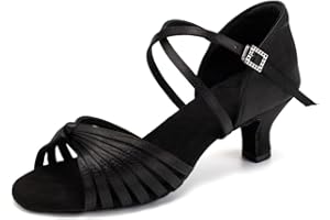 VCIXXVCE Mujer Zapatos de Baile Latino Salsa Tango Bachata Satén Alto Tacón Zapatos de Baile