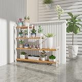 Material: bambú Planta De Pie Estante De Maceta Estantería Demadera Madera para Flores Soporte De Flores Puesto De Flores Soporte para Flores Plantas Estante De Almacenamiento (Color : Blanco)