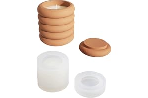 BOOWAN NICOLE Concrete Candle Jar Mold with Lid Cement Storage Pot Silicone Mould DIY Planter Making Tools (SH0785)