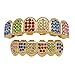 Produktbild YHDD Gold überzog Iced Out Grills Strass Hip Hop Zähne Top und Bottom Set (Farbe : Farbe)