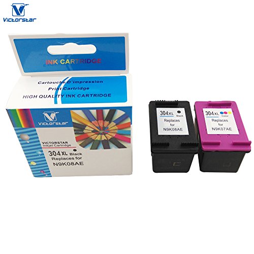 VICTORSTAR @Remanufactured Tintenpatronen Mit Sichtbarem Tintenfüllstand für HP 304XL - (Schwarz +Tri-Color ) hohe Ausbeute für HP DeskJet 3720 3730 3732 Tintenvorteil 3700 MFP