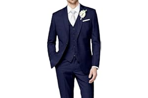 HUUTOE Costume 3 pièces élégant pour mariage, bal de fin d'année, affaires, blazer à un bouton, veste gilet et pantalon, smoking, pour homme, personnalisable