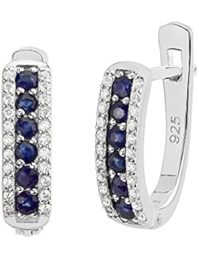 Silberohrringe mit echten Saphiren 925 Sterling Silber