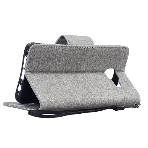 Samsung Galaxy A5(2016) Hülle,Galaxy A5(2016) Case,TOYYM Bär Muster Dont Touch My Phone Design Ultra Dünn PU Lederhülle Flip Cover Brieftasche Leather hülle Tasche Schutzhülle Etui im Bookstyle mit Standfunktion Karte Halter für Samsung Galaxy A5 2016/A510,Grau - 3