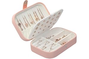 Chelory Jewellery Box Small Jewellery Organiser Travel Jewellery Case Storage for Women Girls, Premium Faux Leather Double Layer Jewelry Boxes Organiser for Rings Earrings Necklace Bracelets