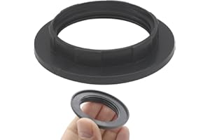 LRMYS E27 Lamp Shade Reducer Ring Converter, Plastic Lamp Holder 210 Centigrade Heat-Resisting Lampshade Fitting Washer Adapter, Black 1 Pack