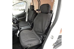 UK Custom Covers SC195B Tailored Heavy Duty Waterproof Front Seat Covers (Single/Single) Black - To Fit Peugeot Partner 2008 Onwards
