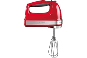 KitchenAid Batteur électrique 9 vitesses - Soft Start et écran LED - Mixeur cuisine avec fouets, fouet ballon, crochets pétrisseurs et pied mixeur - Moteur silencieux - 85 W - Rouge
