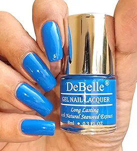 DeBelle Gel?Blue?Nail Polish-Blue(La Azure), 8 ml - Enriched with natural Seaweed Extract, cruelty Free, Toxic Free
