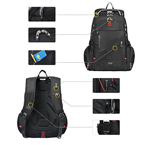 Winkee BB4348MBK Laptop Rucksack mit Fächern Geeignet für bis zu 15,6 Zoll Schwarz - 4