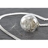 Kette silber echte Pusteblume Löwenzahn Kork lange Halskette