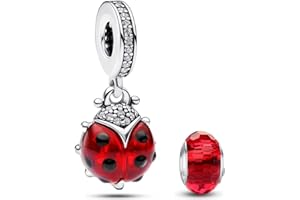 HappyStar Argent 925 Sterling Rose Fleur Charme Carte Tarot Pendentif Bead Charms femme pour fit Pandora Bracelets Européens Colliers Bijoux Saint-Valentin Cadeau