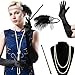 Produktbild BABEYOND 1920s Flapper Set Damen Gatsby Kostüm Accessoires Set inklusive Stirnband Halskette Handschuhe Zigarettenhalter (Set-3)
