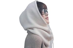 DDMINE Femmes Hiver Bonnet Chapeau Cachemire Femme tricoté écharpe à Capuche Cagoule for Femmes Coupe Laine Casquette (Color : Beige, Size : One Size)