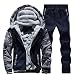Produktbild Herren Trainingsanzug Winterjacke Kapuzenpullis Satz Jogginghose Gym Set LMMVP (XXXL, Blau)