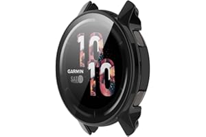 SeNool Etui kompatybilne z Garmin Venu 2 / Vivoactive 4 (45 mm), twarde etui z poliwęglanu ze szklaną folią ochronną, [twardość 9H, odporne na zadrapania], etui ochronne do Garmin Vivoactive 4 (45 mm) / Venu 2 - czarne