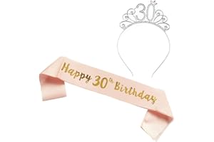 Ouceanwin Geburtstagskrone Schärpe Frau Deko Set, Kristall Tiara Krone 30. Geburtstag Frauen Deko Strass Haarreif Stirnband Geburtstag Geschenk für 30 Jahre Frau Geburtstag Party Deko